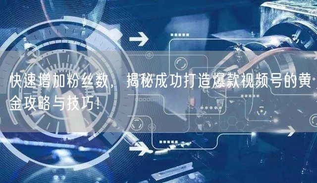 快速增加粉丝数，揭秘成功打造爆款视频号的黄金攻略与技巧！