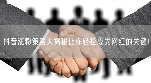 抖音涨粉策略大揭秘让你轻松成为网红的关键！