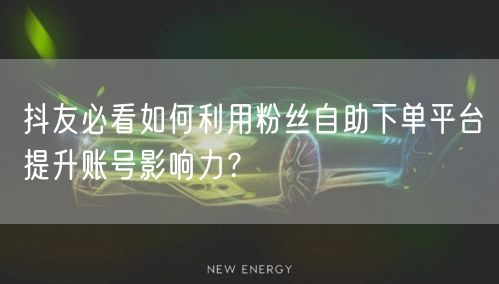 抖友必看如何利用粉丝自助下单平台提升账号影响力？