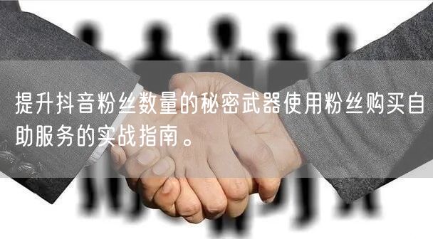 提升抖音粉丝数量的秘密武器使用粉丝购买自助服务的实战指南。
