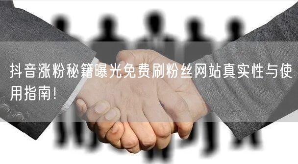 抖音涨粉秘籍曝光免费刷粉丝网站真实性与使用指南！