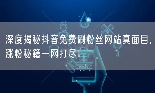 深度揭秘抖音免费刷粉丝网站真面目，涨粉秘籍一网打尽！